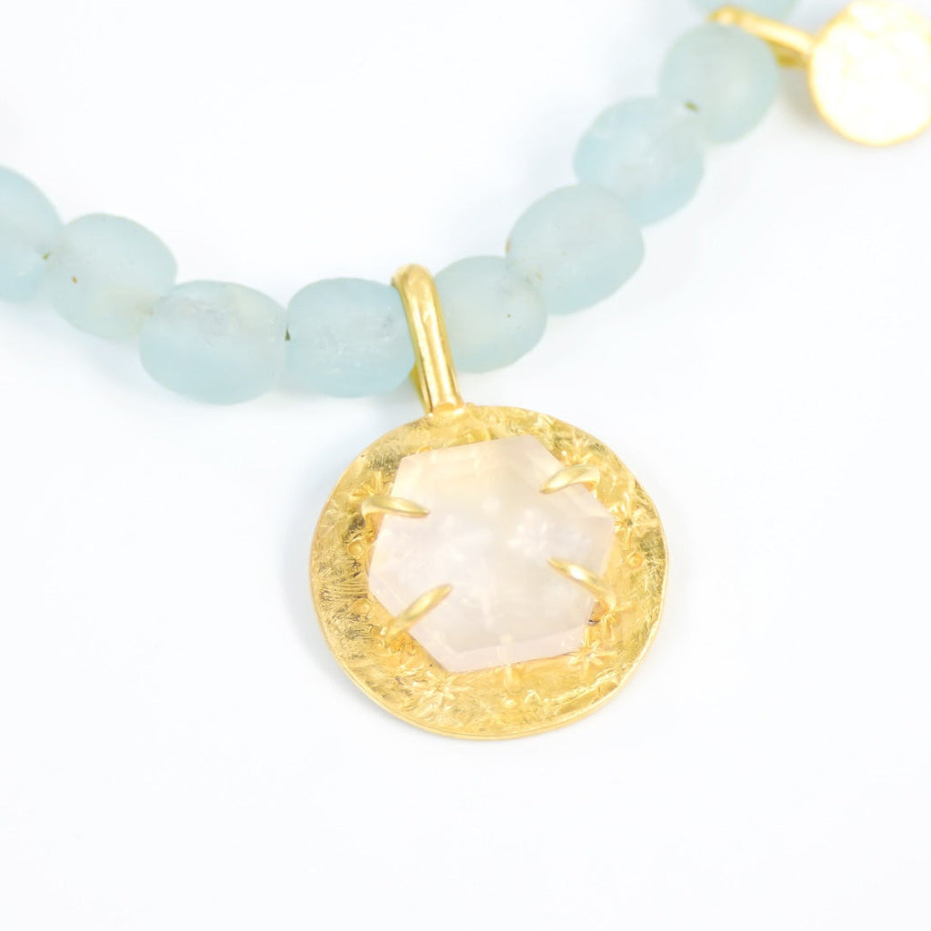 Stella Rose Quartz & Aqua Marine Glass Necklace